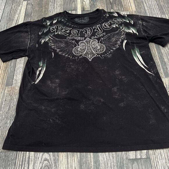 🔥☠️ Y2K XZAVIER UNLIMITED PATRON SAINT Affliction Style Graphic Tee 2XL - EUC - Picture 4 of 11